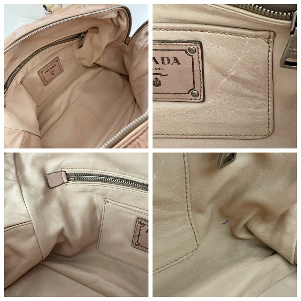 Prada custom pink antique nappa leather tricolor satchel Bauletto bag - Picture 15 of 16